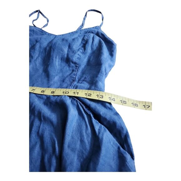 LC Lauren Conrad Chambray Denim Sundress Sz Small Spaghetti Strap Open Back Fit - Picture 4 of 8